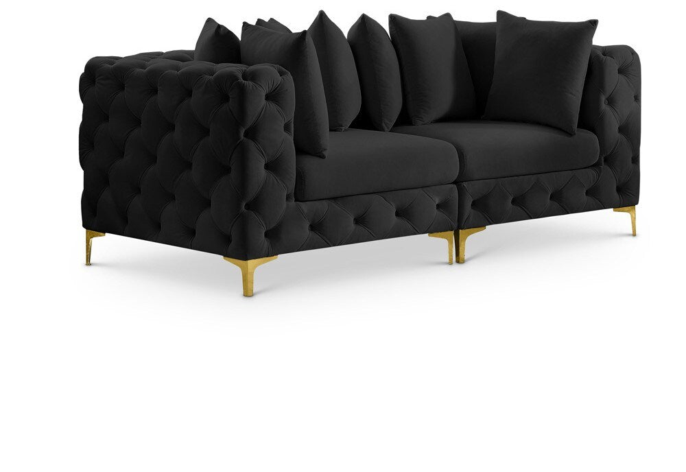 Meridian Furniture - Tremblay Black Velvet Modular Sofa - 2Pc - 686Black-S78 veiw 1
