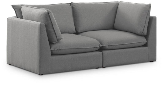 Meridian Furniture - Mackenzie Grey Durable Linen Textured Modular Sofa - 2Pc - 688Grey-S80B veiw 1