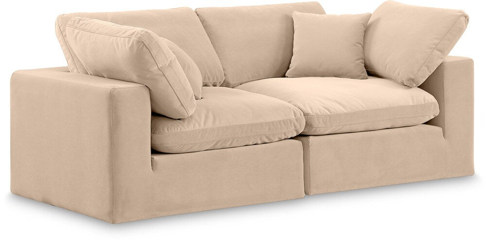 Meridian Furniture - Comfy Beige Velvet Modular Sofa - 2Pc - 189Beige-S80 veiw 1