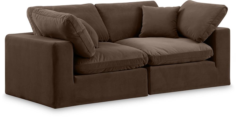 Meridian Furniture - Comfy Brown Velvet Modular Sofa - 2Pc - 189Brown-S80 veiw 1