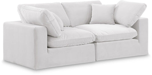 Meridian Furniture - Comfy Cream Velvet Modular Sofa - 2Pc - 189Cream-S80 veiw 1