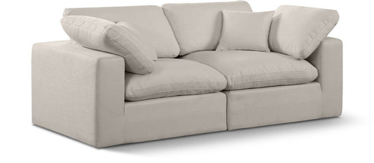 Meridian Furniture - Comfy Beige Linen Textured Fabric Modular Sofa - 2Pc - 187Beige-S80 veiw 1