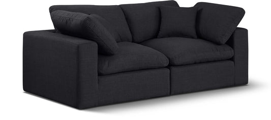 Meridian Furniture - Comfy Black Linen Textured Fabric Modular Sofa - 2Pc - 187Black-S80 veiw 1