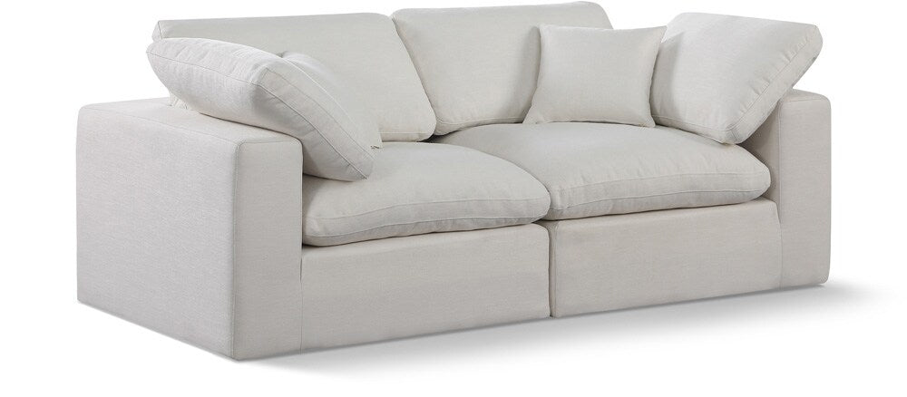 Meridian Furniture - Comfy Cream Linen Textured Fabric Modular Sofa - 2Pc - 187Cream-S80 veiw 1
