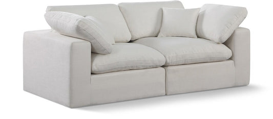 Meridian Furniture - Comfy Cream Linen Textured Fabric Modular Sofa - 2Pc - 187Cream-S80 veiw 1