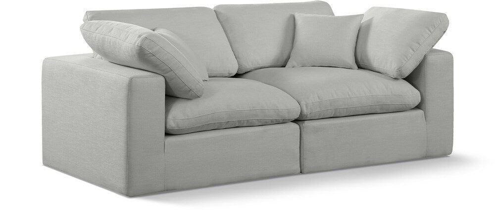 Meridian Furniture - Comfy Grey Linen Textured Fabric Modular Sofa - 2Pc - 187Grey-S80 veiw 1