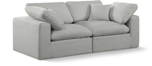 Meridian Furniture - Comfy Grey Linen Textured Fabric Modular Sofa - 2Pc - 187Grey-S80 veiw 1