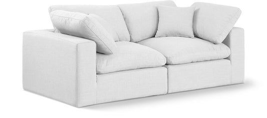 Meridian Furniture - Comfy White Linen Textured Fabric Modular Sofa - 2Pc - 187White-S80 veiw 1