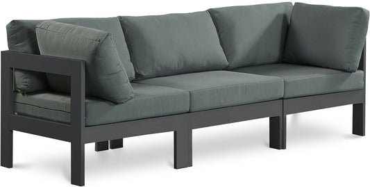 Meridian Furniture - Nizuc Grey Water Resistant Fabric Outdoor Patio Modular Sofa - 3Pc - 376Grey-S90A veiw 1