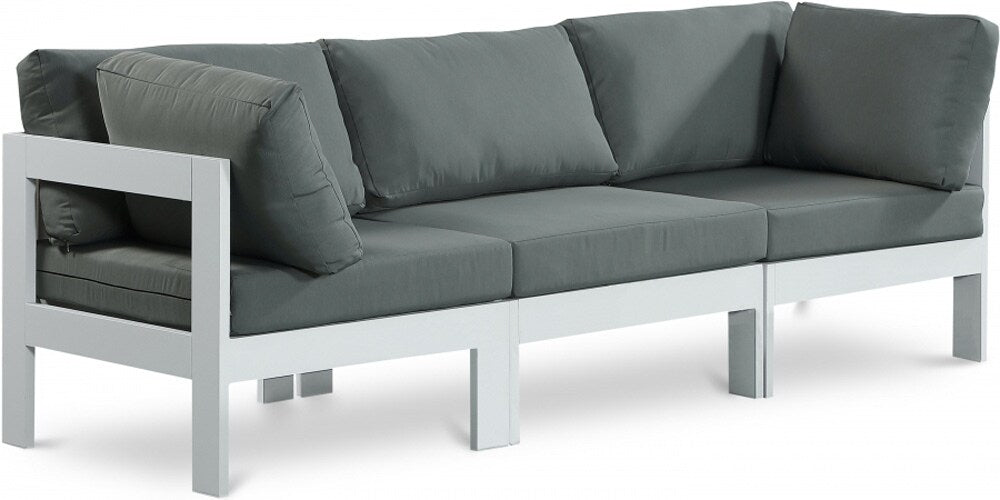 Meridian Furniture - Nizuc Grey Water Resistant Fabric Outdoor Patio Modular Sofa - 3Pc - 375Grey-S90A veiw 1