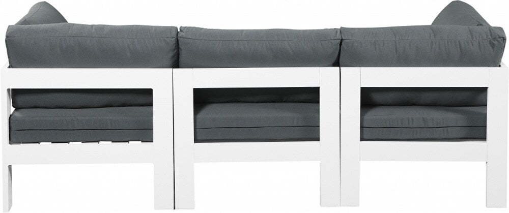 Meridian Furniture - Nizuc Grey Water Resistant Fabric Outdoor Patio Modular Sofa - 3Pc - 375Grey-S90A veiw 2