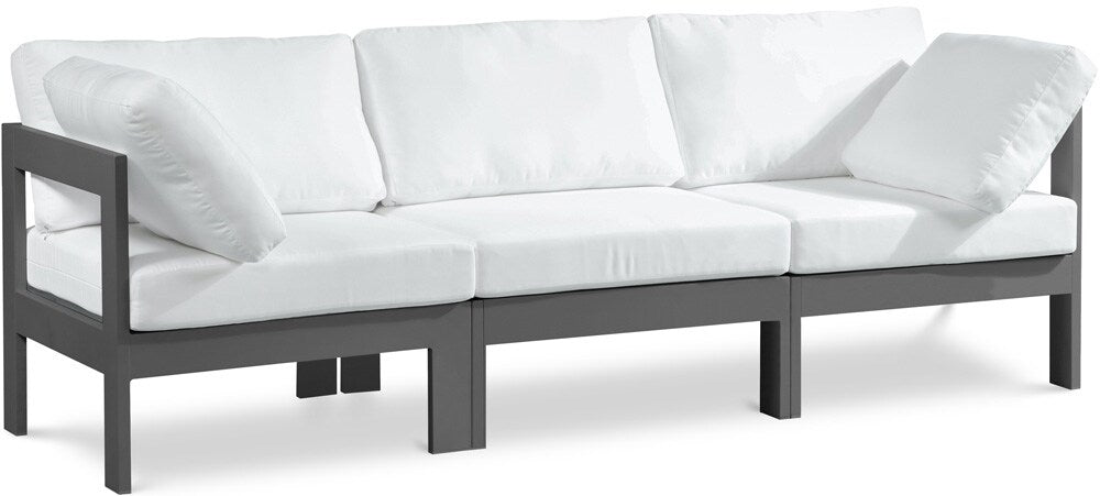 Meridian Furniture - Nizuc White Water Resistant Fabric Outdoor Patio Modular Sofa - 3Pc - 376White-S90A veiw 1