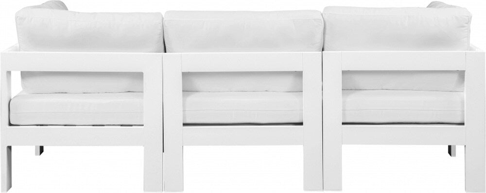 Meridian Furniture - Nizuc White Water Resistant Fabric Outdoor Patio Modular Sofa - 3Pc - 375White-S90A veiw 2