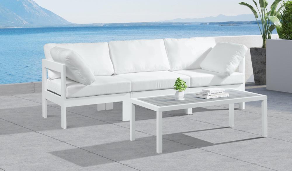 Meridian Furniture - Nizuc White Water Resistant Fabric Outdoor Patio Modular Sofa - 3Pc - 375White-S90A veiw 4