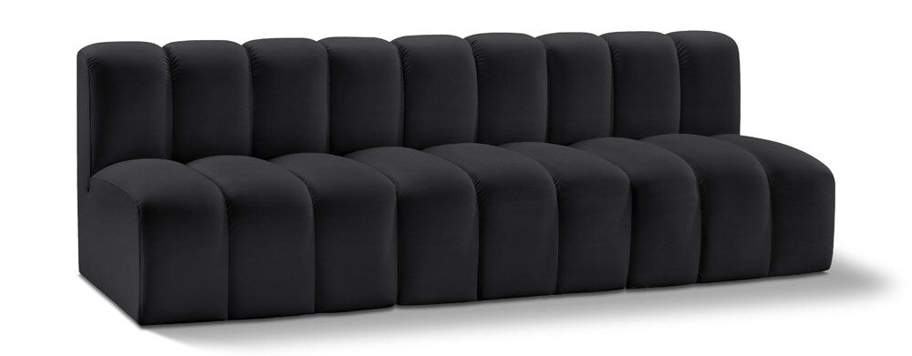 Meridian Furniture - Arc Black Vegan Leather Modular Sofa - 3Pc - 101Black-S3F veiw 1