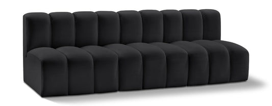Meridian Furniture - Arc Black Vegan Leather Modular Sofa - 3Pc - 101Black-S3F veiw 1