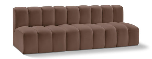 Meridian Furniture - Arc Brown Vegan Leather Modular Sofa - 3Pc - 101Brown-S3F veiw 1