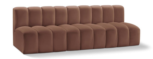 Meridian Furniture - Arc Cognac Vegan Leather Modular Sofa - 3Pc - 101Cognac-S3F veiw 1