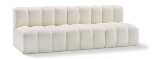 Meridian Furniture - Arc Cream Vegan Leather Modular Sofa - 3Pc - 101Cream-S3F veiw 1