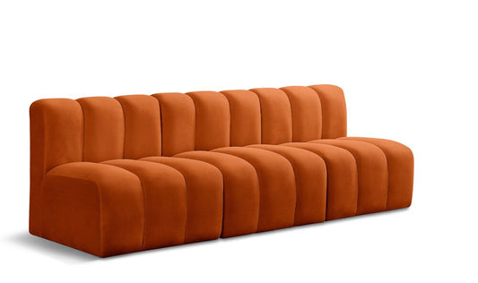 Meridian Furniture - Arc Cognac Velvet Modular Sofa - 3Pc - 103Cognac-S3F veiw 1