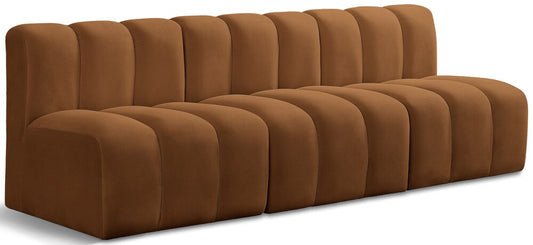 Meridian Furniture - Arc Saddle Velvet Modular Sofa - 3Pc - 103Saddle-S3F veiw 1