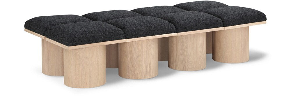 Meridian Furniture - Pavilion Black Boucle Fabric Bench - 8Pc - 465Black-8C veiw 1