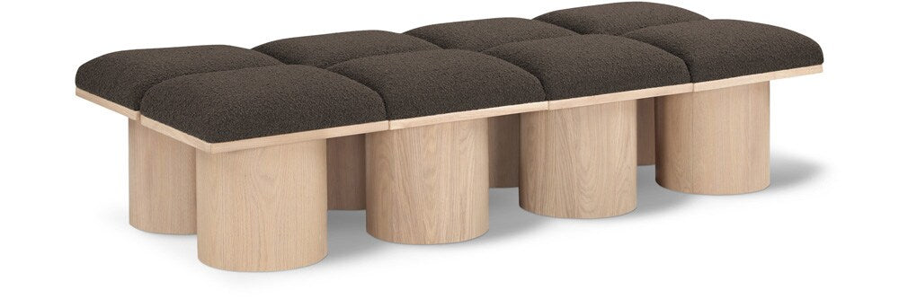 Meridian Furniture - Pavilion Brown Boucle Fabric Bench - 8Pc - 465Brown-8C veiw 1