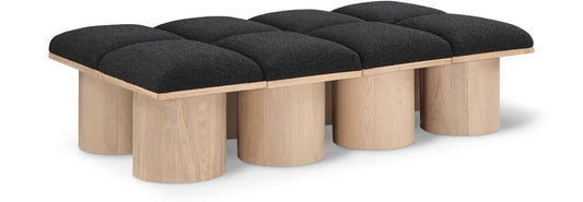 Meridian Furniture - Pavilion Black Boucle Fabric Bench - 8Pc - 465Black-8D veiw 1