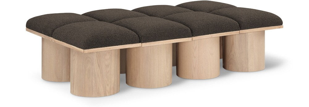 Meridian Furniture - Pavilion Brown Boucle Fabric Bench - 8Pc - 465Brown-8D veiw 1