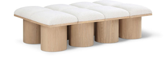 Meridian Furniture - Pavilion Cream Boucle Fabric Bench - 8Pc - 465Cream-8D veiw 1
