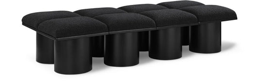Meridian Furniture - Pavilion Black Boucle Fabric Bench - 8Pc - 466Black-8C veiw 1