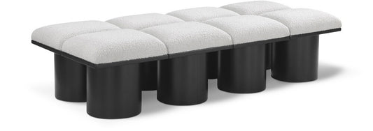 Meridian Furniture - Pavilion Cream Boucle Fabric Bench - 8Pc - 466Cream-8C veiw 1