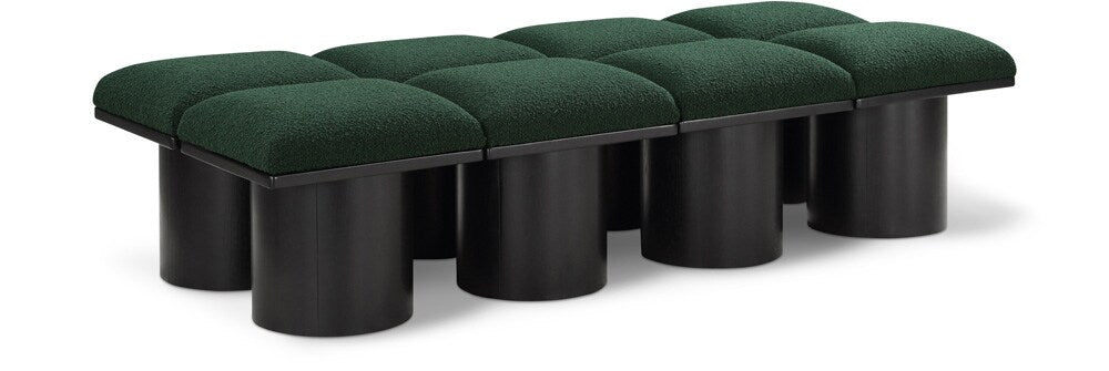 Meridian Furniture - Pavilion Green Boucle Fabric Bench - 8Pc - 466Green-8C veiw 1