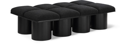 Meridian Furniture - Pavilion Black Boucle Fabric Bench - 8Pc - 466Black-8D veiw 1
