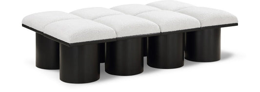 Meridian Furniture - Pavilion Cream Boucle Fabric Bench - 8Pc - 466Cream-8D veiw 1
