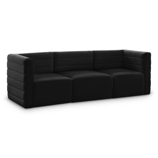 Meridian Furniture - Quincy Black Velvet Modular Sofa - 3Pc - 677Black-S95 veiw 1