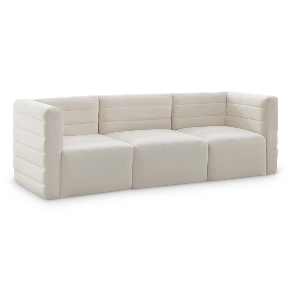 Meridian Furniture - Quincy Cream Velvet Modular Sofa - 3Pc - 677Cream-S95 veiw 1