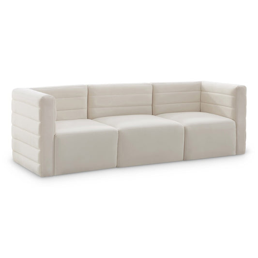 Meridian Furniture - Quincy Cream Velvet Modular Sofa - 3Pc - 677Cream-S95 veiw 1