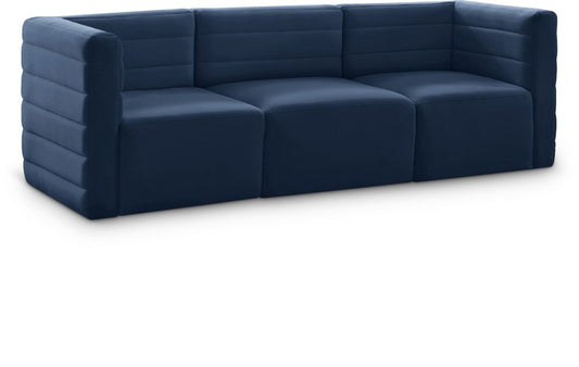 Meridian Furniture - Quincy Navy Velvet Modular Sofa - 3Pc - 677Navy-S95 veiw 1