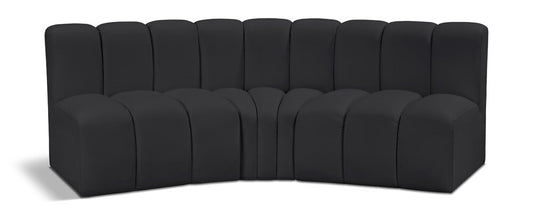Meridian Furniture - Arc Black Vegan Leather Modular Sofa - 3Pc - 101Black-S3B veiw 1