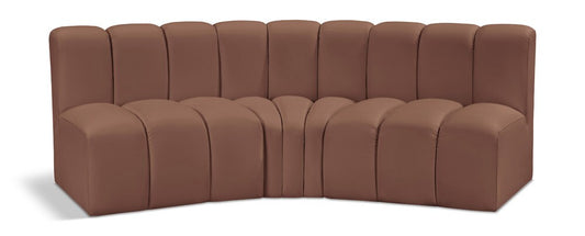Meridian Furniture - Arc Cognac Vegan Leather Modular Sofa - 3Pc - 101Cognac-S3B veiw 1