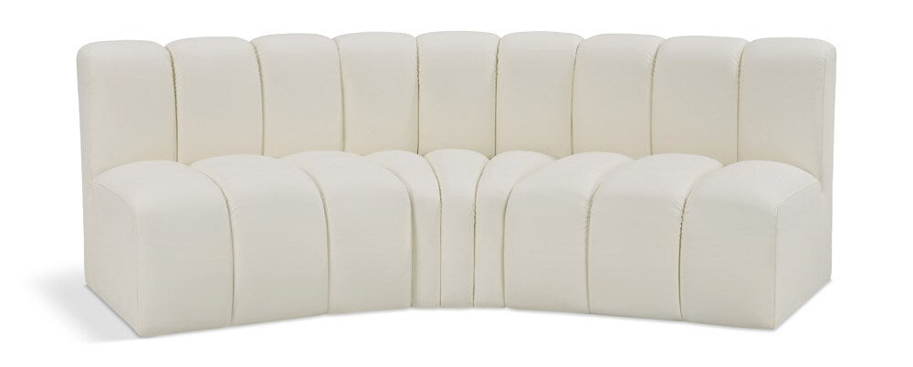 Meridian Furniture - Arc Cream Vegan Leather Modular Sofa - 3Pc - 101Cream-S3B veiw 1