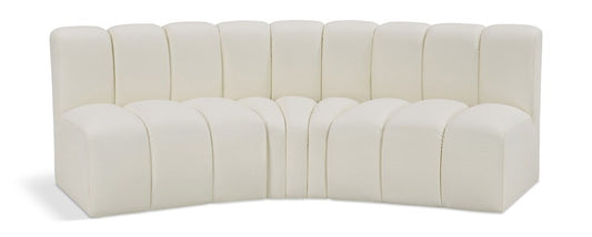 Meridian Furniture - Arc Cream Vegan Leather Modular Sofa - 3Pc - 101Cream-S3B veiw 1