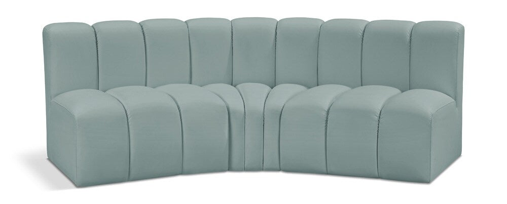 Meridian Furniture - Arc Mint Green Vegan Leather Modular Sofa - 3Pc - 101Mint-S3B veiw 1