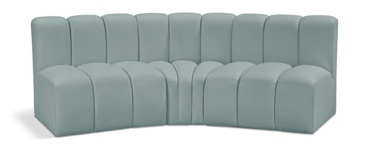 Meridian Furniture - Arc Mint Green Vegan Leather Modular Sofa - 3Pc - 101Mint-S3B veiw 1