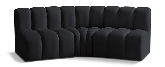 Meridian Furniture - Arc Black Velvet Modular Sofa - 3Pc - 103Black-S3B veiw 1