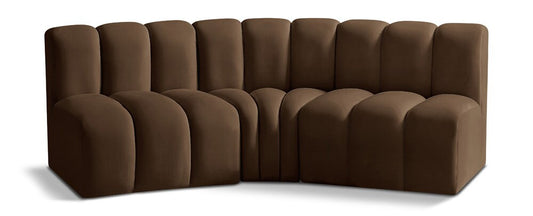 Meridian Furniture - Arc Brown Velvet Modular Sofa - 3Pc - 103Brown-S3B veiw 1