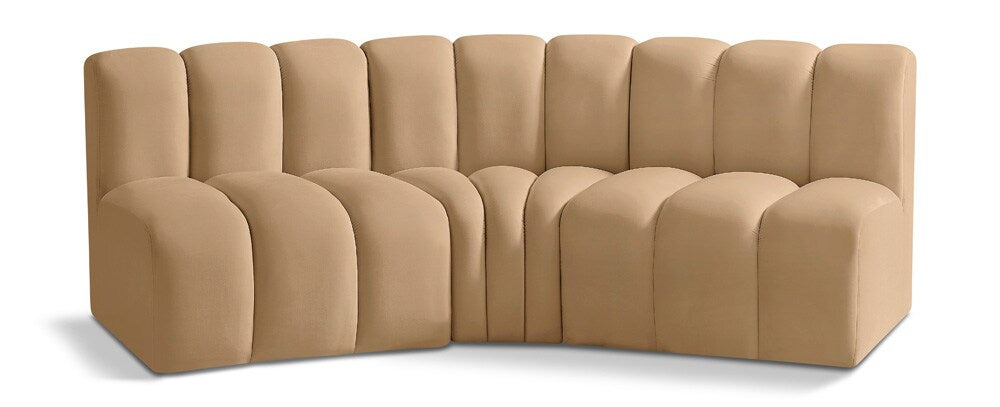 Meridian Furniture - Arc Camel Velvet Modular Sofa - 3Pc - 103Camel-S3B veiw 1