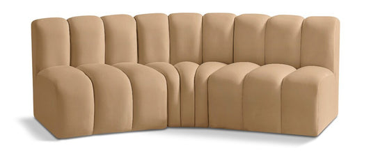 Meridian Furniture - Arc Camel Velvet Modular Sofa - 3Pc - 103Camel-S3B veiw 1