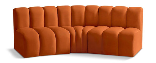Meridian Furniture - Arc Cognac Velvet Modular Sofa - 3Pc - 103Cognac-S3B veiw 1